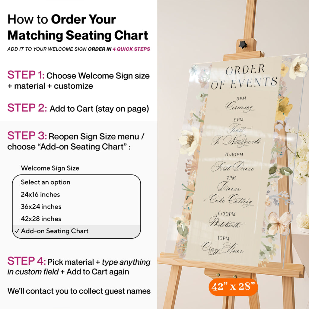 Wildflowers Wedding Sign, Wildflower Wedding Sign - SpeedyOrders