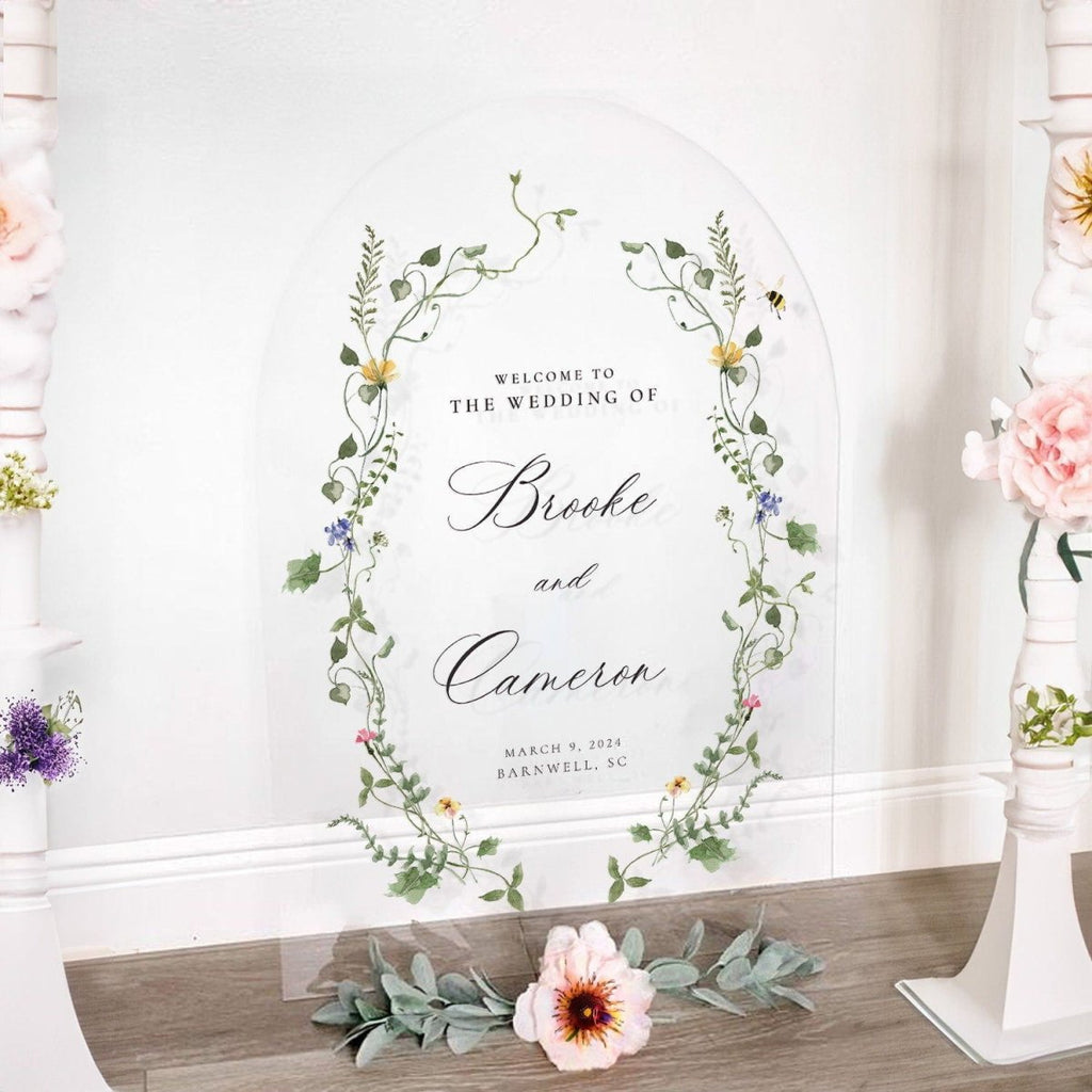 Wildflowers Wedding Welcome Sign, Custom Wildflower Wedding Sign, Wedding Entrance Sign, Floral Wedding Welcome Poster, Wedding Decorations - SpeedyOrders