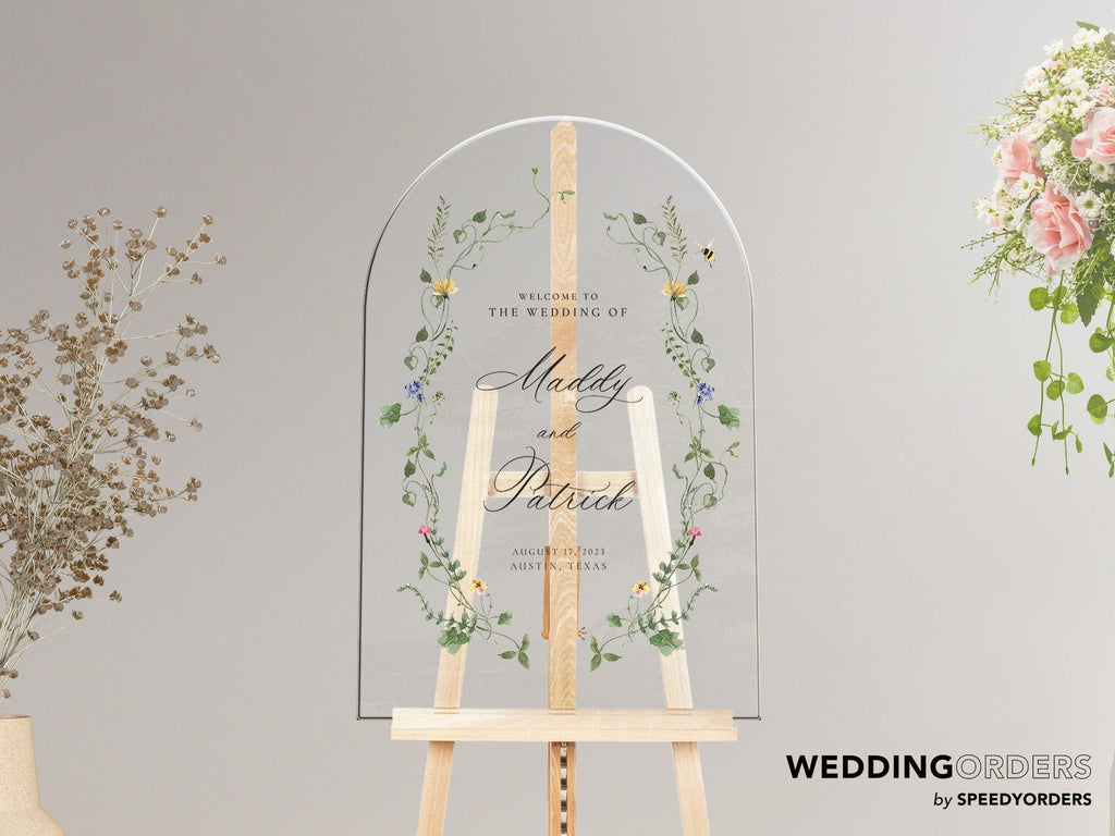 Wildflowers Wedding Welcome Sign, Custom Wildflower Wedding Sign, Wedding Entrance Sign, Floral Wedding Welcome Poster, Wedding Decorations SpeedyOrders