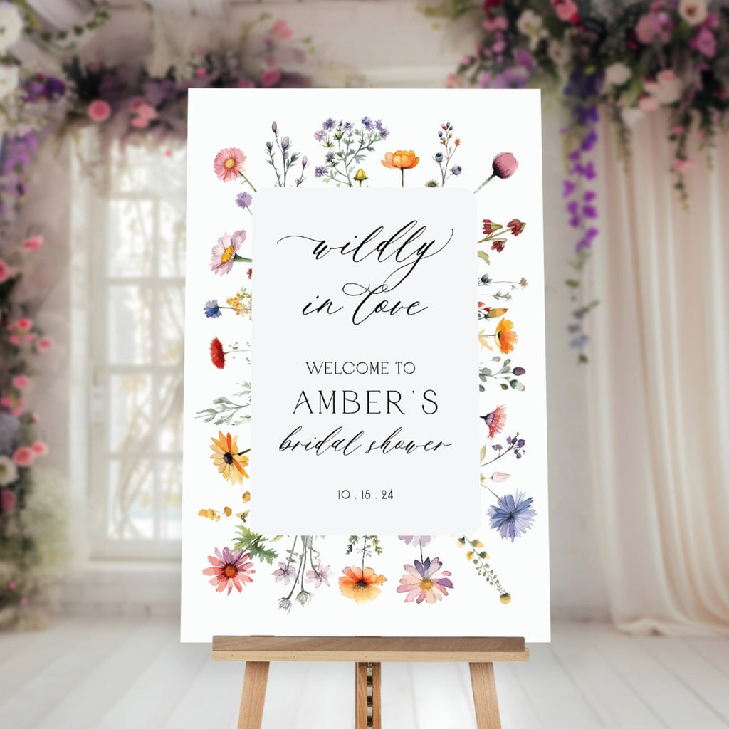 Wildly In Love Bridal Shower Sign, Wildflowers Bridal Shower Welcome Sign - SpeedyOrders
