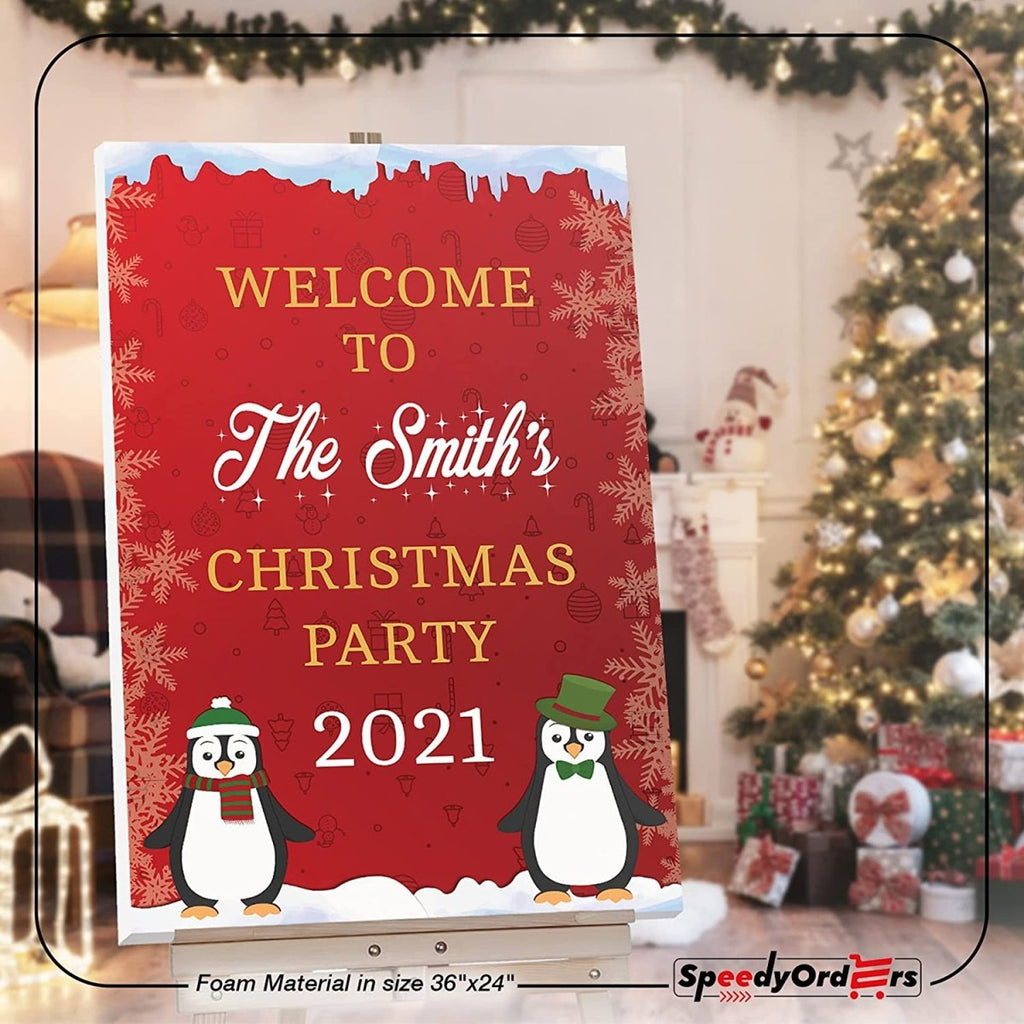 Winter Snow Christmas Party Sign - SpeedyOrders