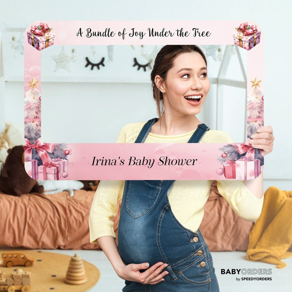 Xmas Baby Shower Photo Booth Frame, Christmas Baby Shower Frame - SpeedyOrders