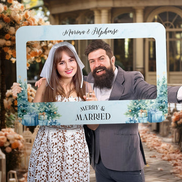 Xmas Wedding Photo Booth Frame, Christmas Wedding Selfie Frame - SpeedyOrders