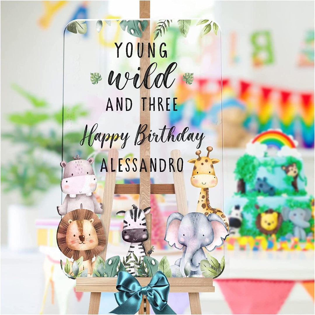 Young Wild And Three Happy Birthday Welcome Sign - SpeedyOrders