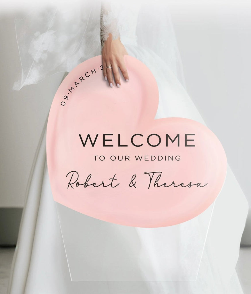 Heart Pink Wedding Welcome Sign SpeedyOrders