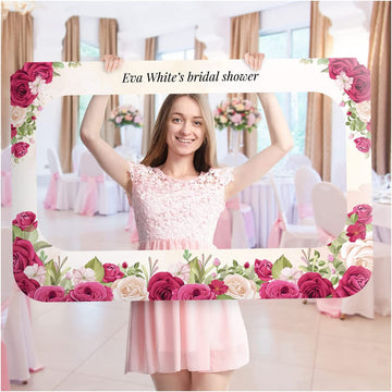 Lovely Fuschia-toned Roses Bridal Shower Photo Booth Frame SpeedyOrders