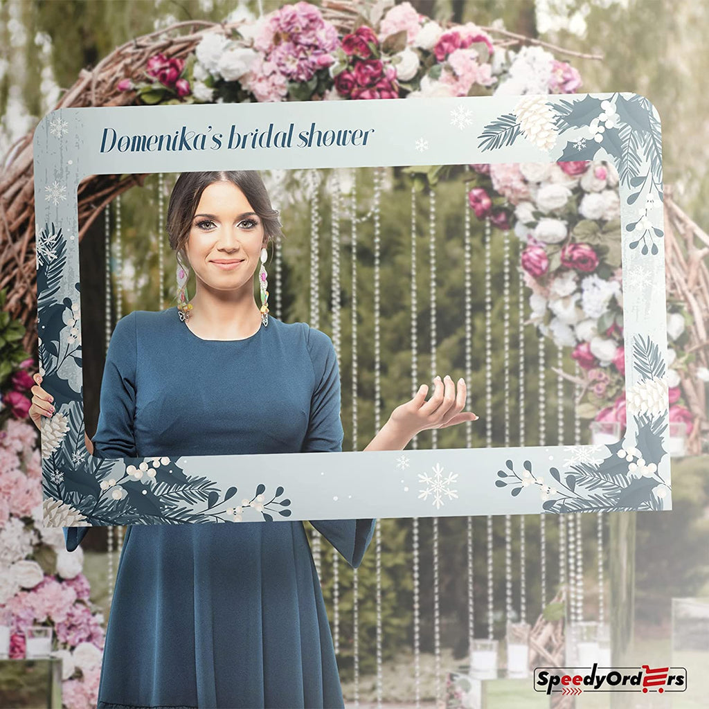 Personalized Blue Winter Bridal Shower Photo Booth Frame SpeedyOrders