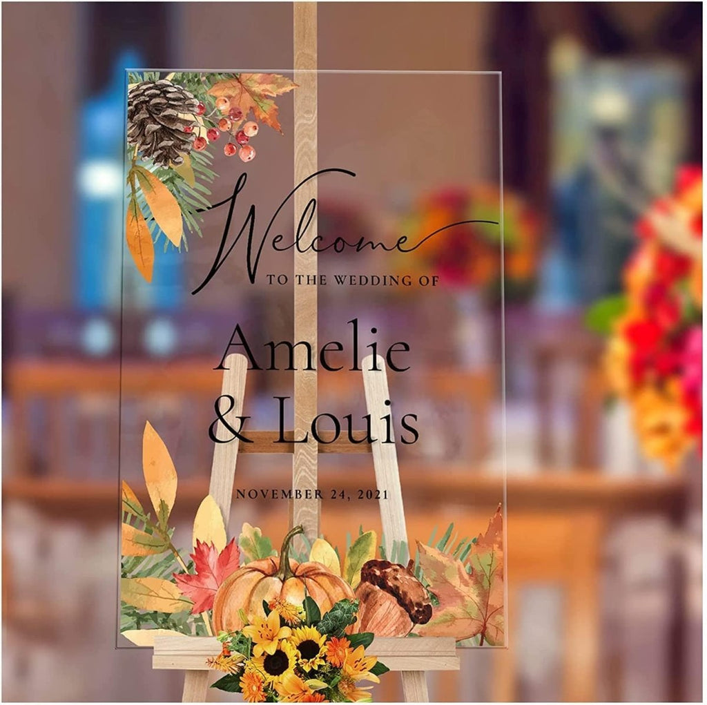 Pumpkin and Pine Wedding Welcome Sign - SpeedyOrders