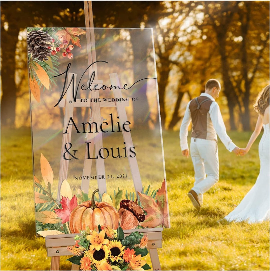 Pumpkin and Pine Wedding Welcome Sign - SpeedyOrders
