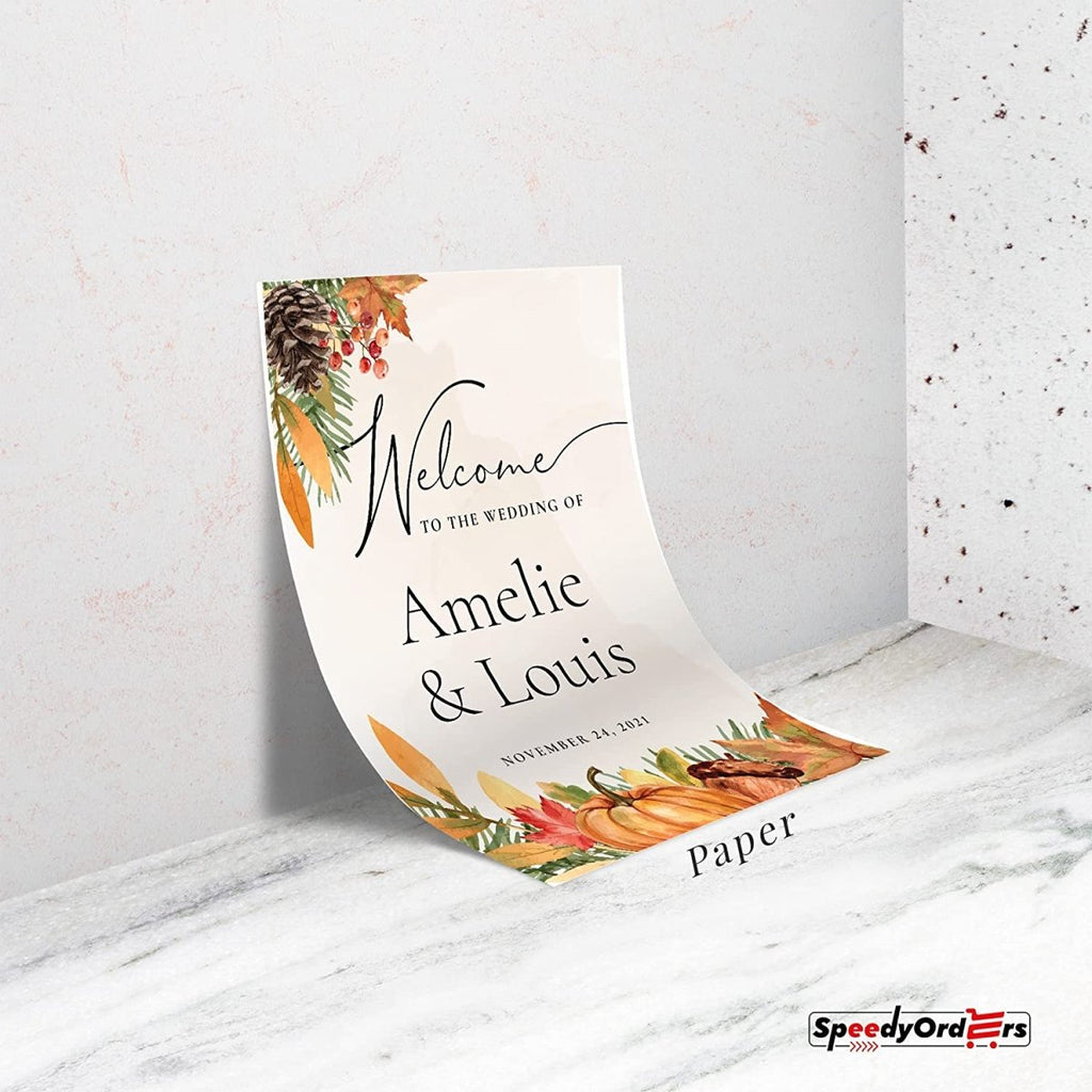 Pumpkin and Pine Wedding Welcome Sign - SpeedyOrders