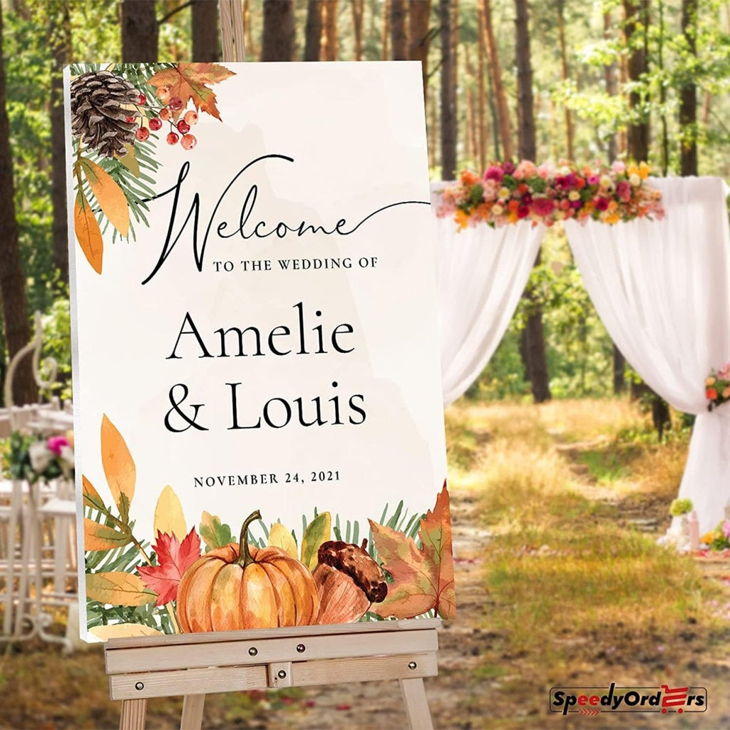Pumpkin and Pine Wedding Welcome Sign - SpeedyOrders
