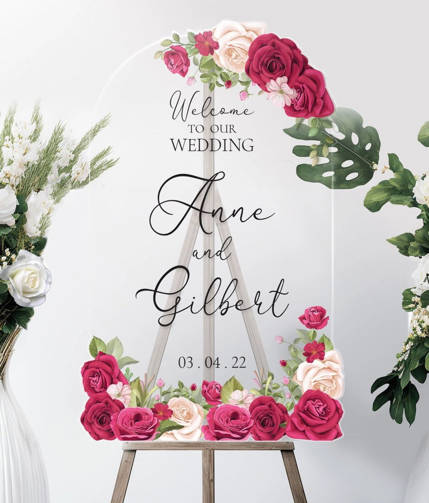 Roses Personalized Wedding Welcome Sign SpeedyOrders