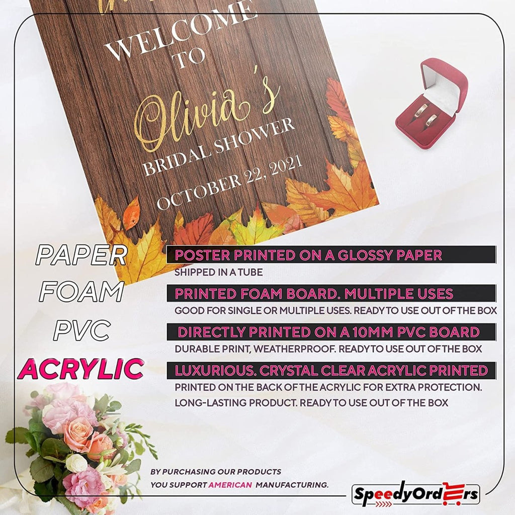 Rustic Fall Season Bridal Shower Welcome Sign - SpeedyOrders