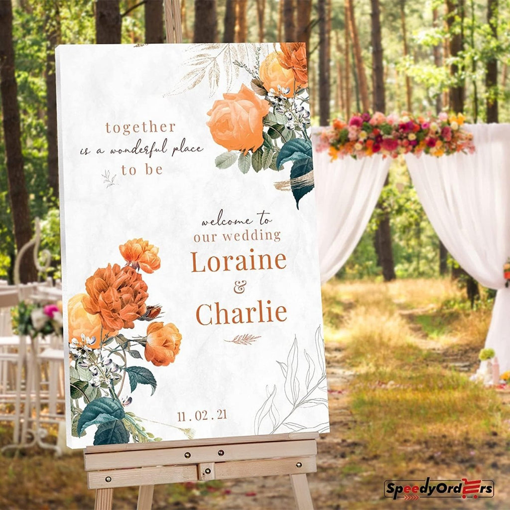 Wedding Welcome Sign Orange Autumn Design - SpeedyOrders