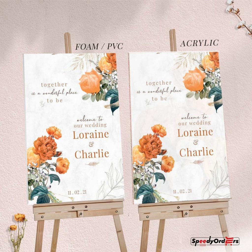 Wedding Welcome Sign Orange Autumn Design - SpeedyOrders