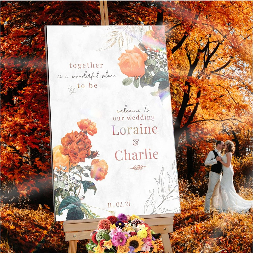 Wedding Welcome Sign Orange Autumn Design - SpeedyOrders