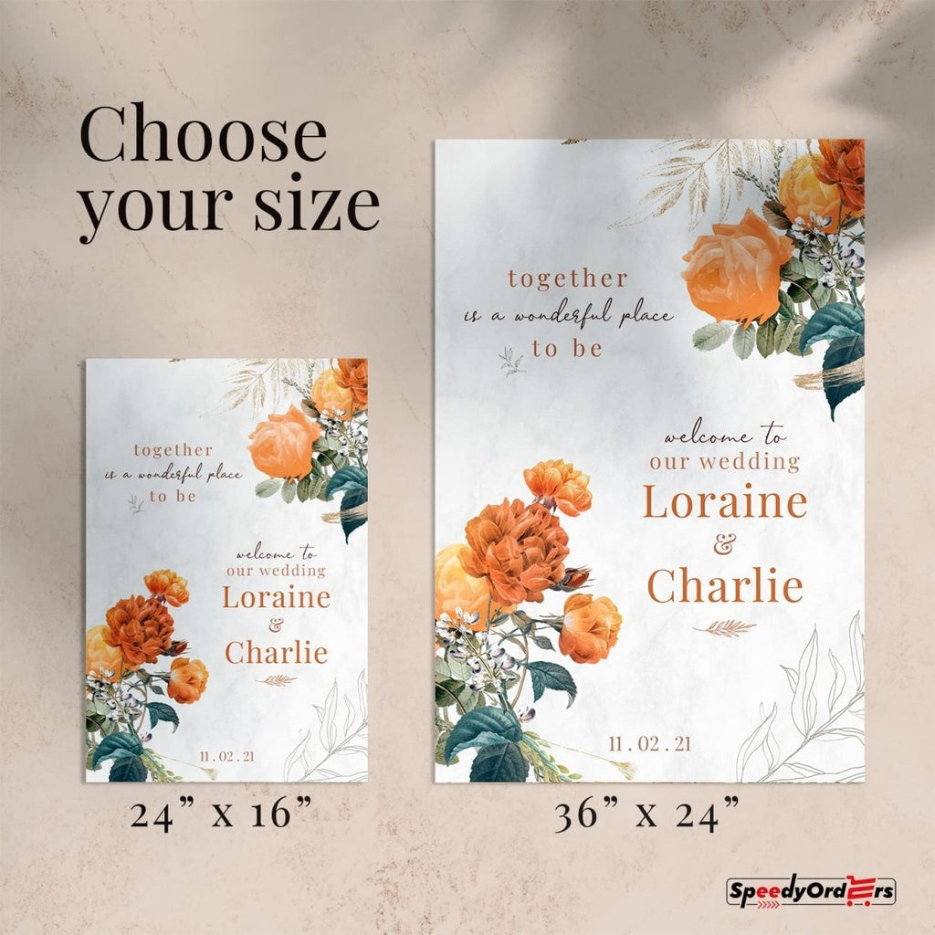 Wedding Welcome Sign Orange Autumn Design - SpeedyOrders