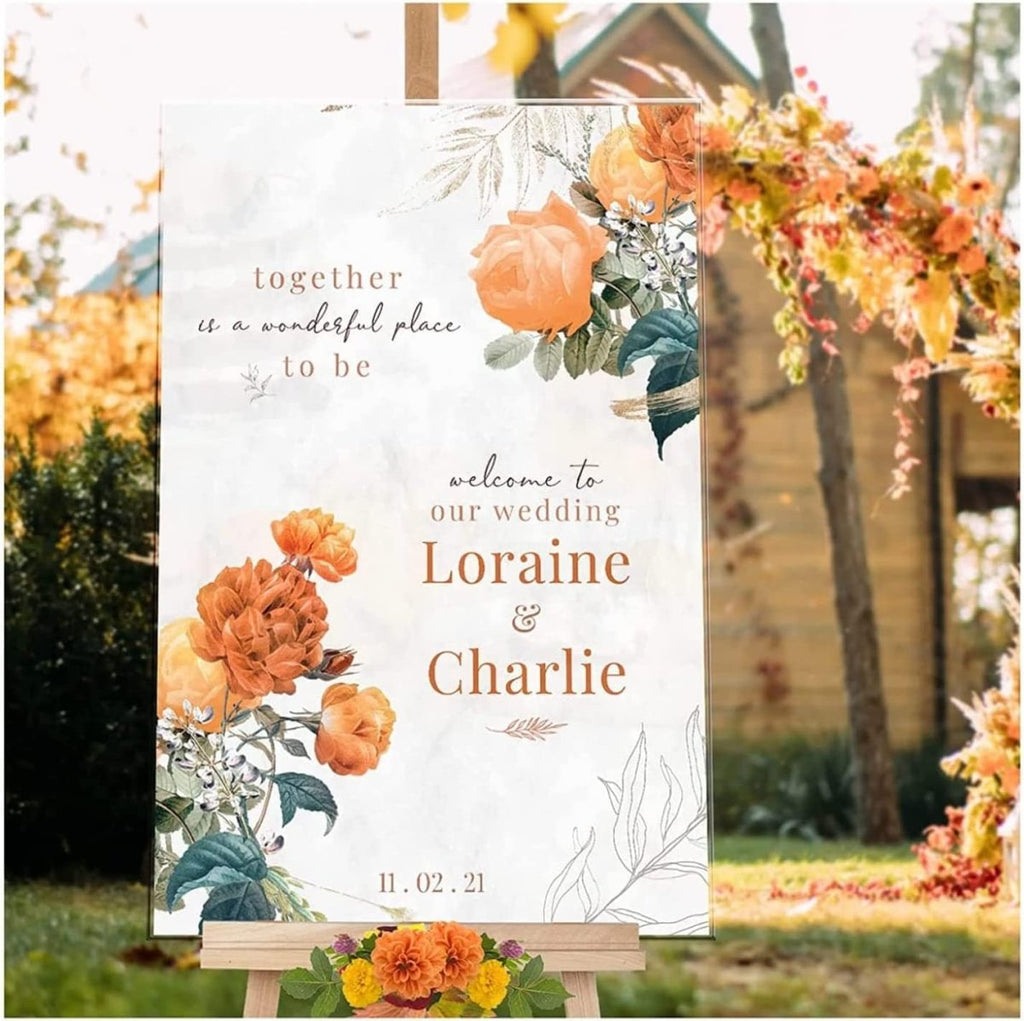 Wedding Welcome Sign Orange Autumn Design - SpeedyOrders