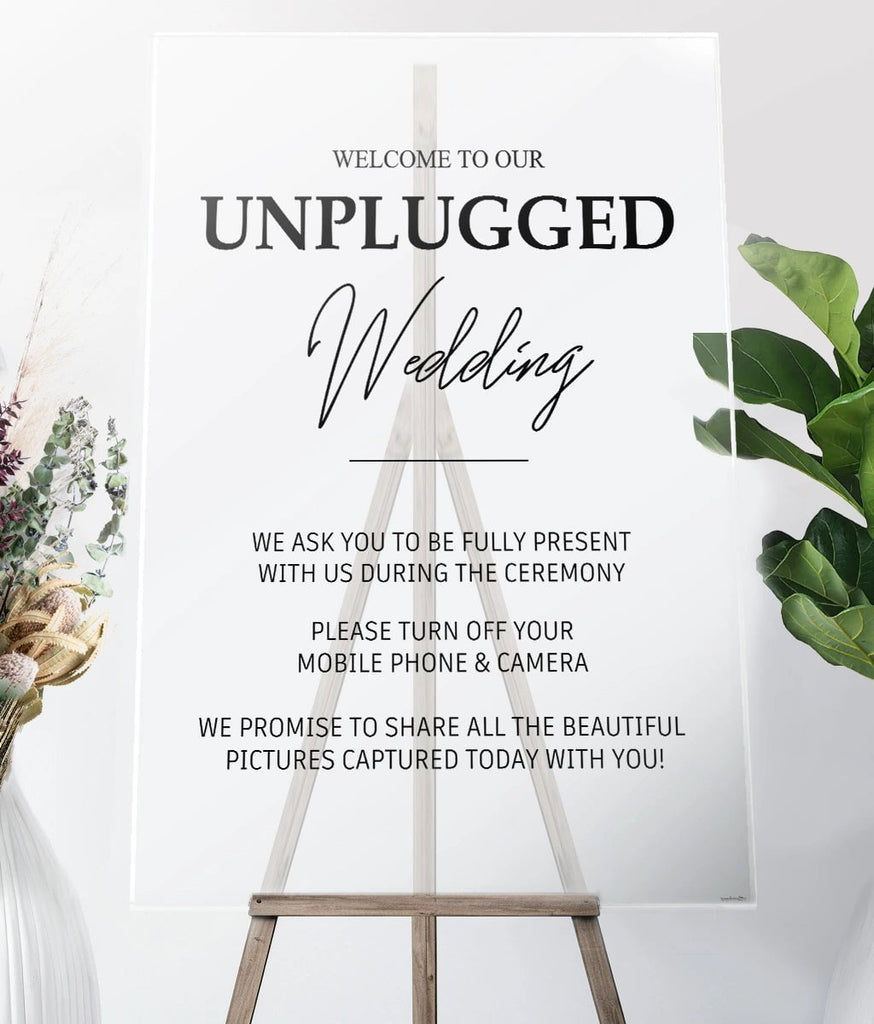 Welcome to Our Unplugged Wedding Decoration Sign SpeedyOrders